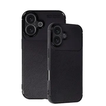 İphone 16 Plus Kılıf Auto Focus Karbon Kapak - Siyah