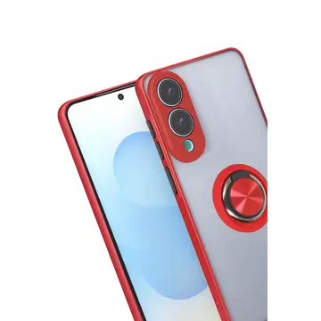 Samsung Galaxy S25 Edge Kılıf Montreal Yüzüklü Silikon Kapak - Kırmızı