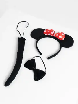 Minnie Mouse Kostüm Seti Taç Kuyruk Papyon Gösteri Seti