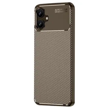 Samsung Galaxy A06 Kılıf Auto Focus Karbon Kapak - Kahverengi