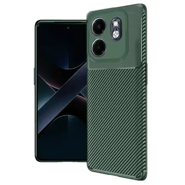 İnfinix Hot 50i 4g Kılıf Auto Focus Karbon Kapak - Koyu Yeşil