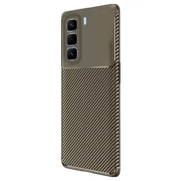 İnfinix Hot 50 4g Kılıf Auto Focus Karbon Kapak - Kahverengi