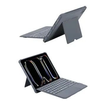 T5510d İpad Pro 13 (2024) Kılıf Palermo Ledli Klavyeli Standlı Tablet Kılıfı - Siyah