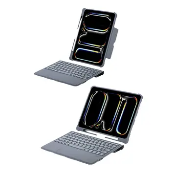 T5510d İpad Pro 13 (2024) Kılıf Palermo Ledli Klavyeli Standlı Tablet Kılıfı - Siyah