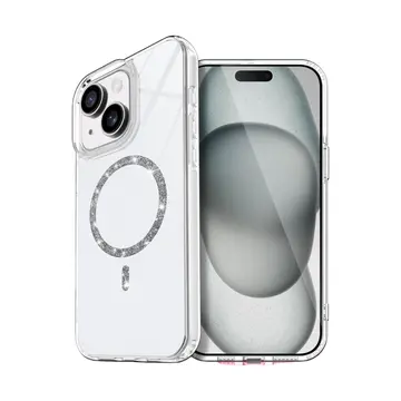 İphone 15 Plus Live Diamond Magsafe Kapak - Şeffaf