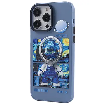 İphone 14 Pro Kılıf Prada Desenli Kapak - Prada Mavi - 1