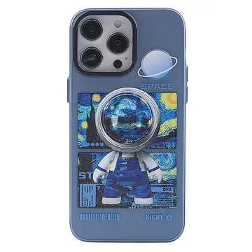 İphone 14 Pro Max Kılıf Prada Desenli Kapak - Prada Mavi - 1