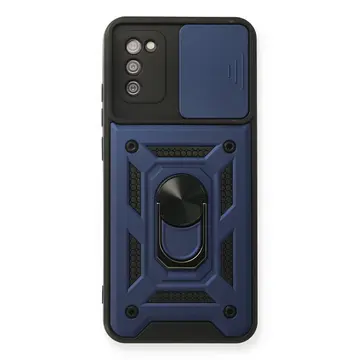 Samsung Galaxy A03s Kılıf Pars Lens Yüzüklü Silikon - Lacivert