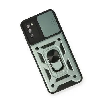 Samsung Galaxy A03s Kılıf Pars Lens Yüzüklü Silikon - Yeşil