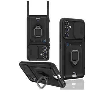 Samsung Galaxy S23 Fe Kılıf Zuma Kartvizitli Yüzüklü Silikon - Siyah