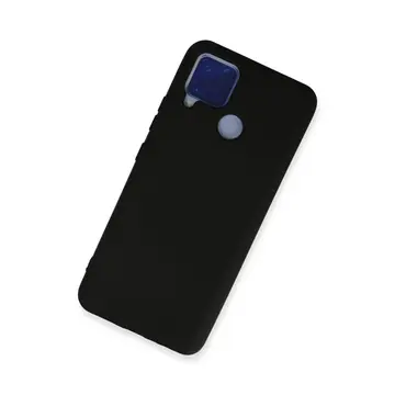 Realme C15 Kılıf Nano İçi Kadife Silikon - Siyah