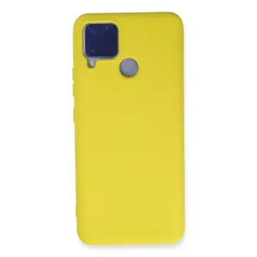 Realme C15 Kılıf Nano İçi Kadife Silikon - Sarı