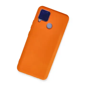 Realme C15 Kılıf Nano İçi Kadife Silikon - Turuncu