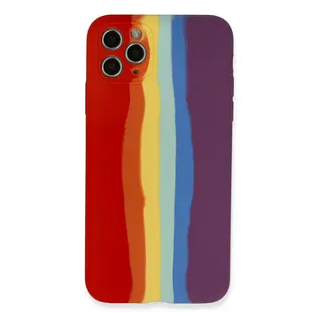 İphone 11 Pro Kılıf Ebruli Lansman Silikon - Kırmızı-mor