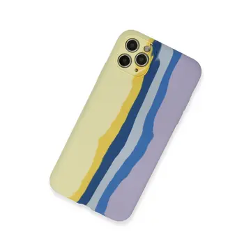 İphone 11 Pro Kılıf Ebruli Lansman Silikon - Sarı-lila