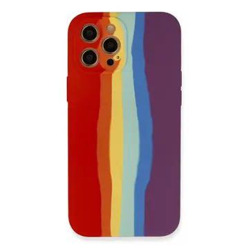 İphone 12 Pro Kılıf Ebruli Lansman Silikon - Kırmızı-mor