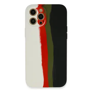 İphone 12 Pro Kılıf Ebruli Lansman Silikon - Beyaz-siyah