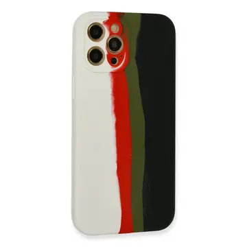 İphone 12 Pro Kılıf Ebruli Lansman Silikon - Beyaz-siyah