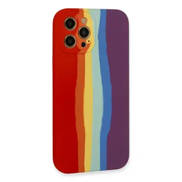 İphone 12 Pro Max Kılıf Ebruli Lansman Silikon - Kırmızı-mor