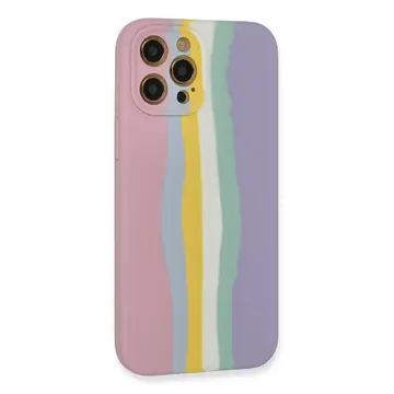İphone 12 Pro Max Kılıf Ebruli Lansman Silikon - Pembe-lila