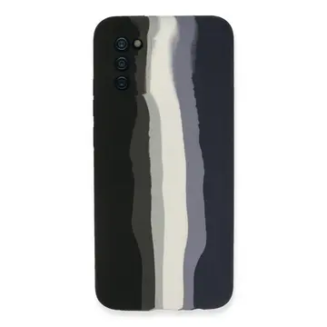 Samsung Galaxy A03s Kılıf Ebruli Lansman Silikon - Siyah-lacivert