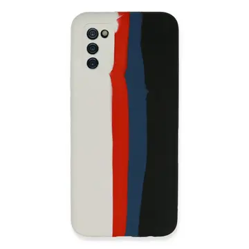 Samsung Galaxy A03s Kılıf Ebruli Lansman Silikon - Beyaz-siyah