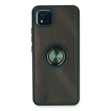Realme C11 2021 Kılıf Montreal Yüzüklü Silikon Kapak - Yeşil