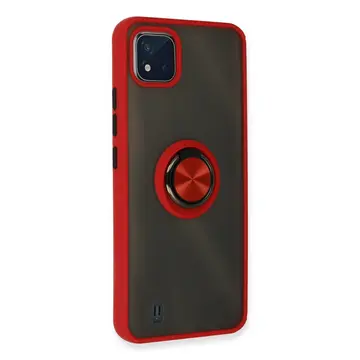 Realme C11 2021 Kılıf Montreal Yüzüklü Silikon Kapak - Kırmızı