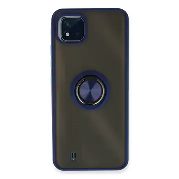 Realme C11 2021 Kılıf Montreal Yüzüklü Silikon Kapak - Lacivert