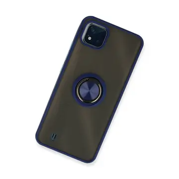 Realme C11 2021 Kılıf Montreal Yüzüklü Silikon Kapak - Lacivert