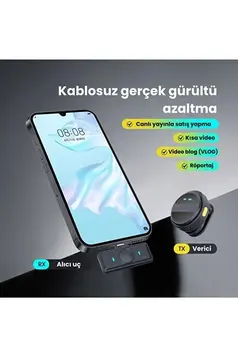 2 Adet Profesyonel Kablosuz Yaka Mikrofonu Lighting Uyumlu Manyetik Klipsli