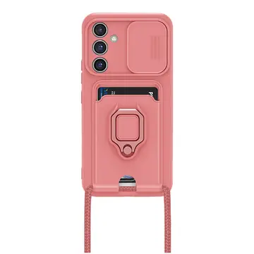 Samsung Galaxy A54 5g Kılıf Zuma Kartvizitli Yüzüklü Silikon - Pembe