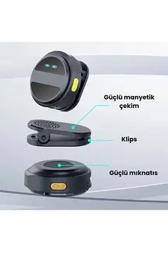 2 Adet Profesyonel Kablosuz Yaka Mikrofonu Typce Uyumlu Manyetik Klipsli