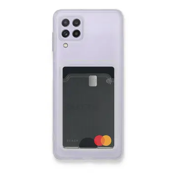 Samsung Galaxy A22 Kılıf Kart Şeffaf Silikon - Şeffaf