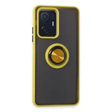Xiaomi Mi 11t Pro Kılıf Montreal Yüzüklü Silikon Kapak - Sarı