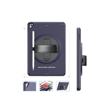 İpad 10.2 (7.nesil) Kılıf Hand Strap Tablet Kılıfı - Lacivert