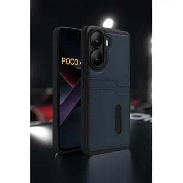 Xiaomi Poco X7 Pro Kılıf Sara Kartvizitli Deri Kılıf - Siyah