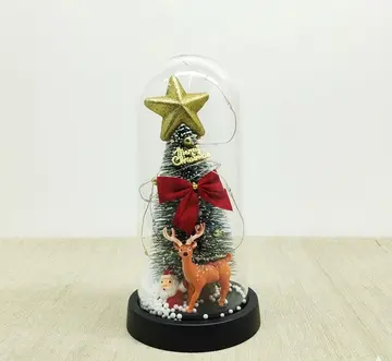Yılbaşı Temalı Işıklı  Dekoratif Cam Fanus