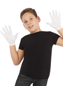 Beyaz Renk Çocuk Boy Likralı Pandomim Eldiveni