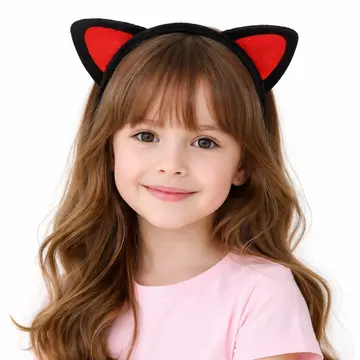 Peluş Kedi Kulak Taç Sarı Siyah – Çocuk Parti  Kostüm Tacı