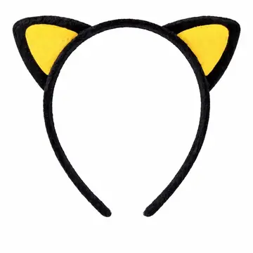 Peluş Kedi Kulak Taç Sarı Siyah – Çocuk Parti  Kostüm Tacı