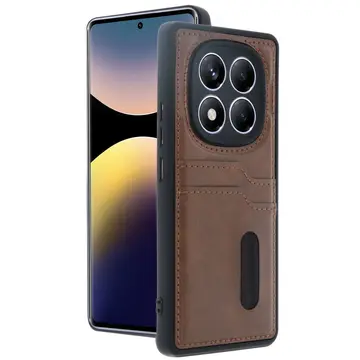Xiaomi Redmi Note 14 Pro 4g Kılıf Sara Kartvizitli Deri Kılıf - Taba
