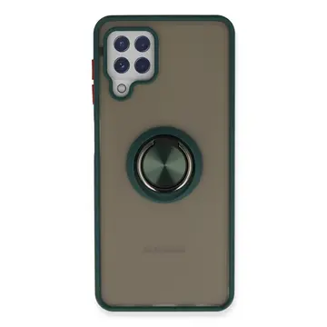 Samsung Galaxy A22 Kılıf Montreal Yüzüklü Silikon Kapak - Yeşil