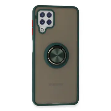 Samsung Galaxy A22 Kılıf Montreal Yüzüklü Silikon Kapak - Yeşil
