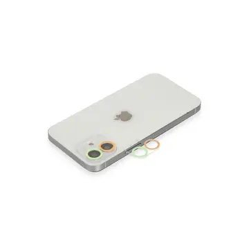 İphone 12 Mini Renkli Kamera Lens Koruma Cam - Turuncu-yeşil