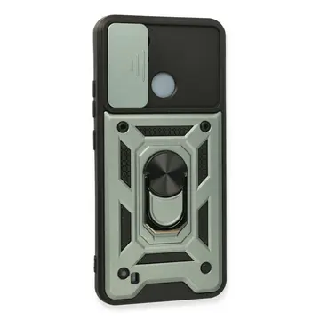 Realme C11 2021 Kılıf Pars Lens Yüzüklü Silikon - Yeşil