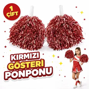 1 Çift ( 2 Adet ) Gümüş Renk 23 Nisan 19 Mayıs 29 Ekim Okul Gösteri Ponponları