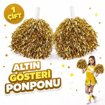 1 Çift ( 2 Adet ) Gümüş Renk 23 Nisan 19 Mayıs 29 Ekim Okul Gösteri Ponponları