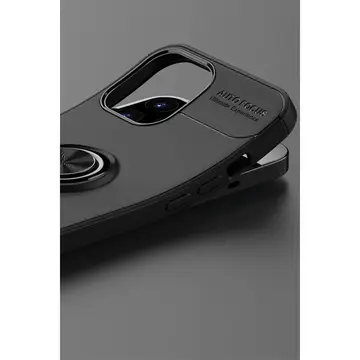 İphone 12 Pro Max Kılıf Range Yüzüklü Silikon - Siyah-kırmızı