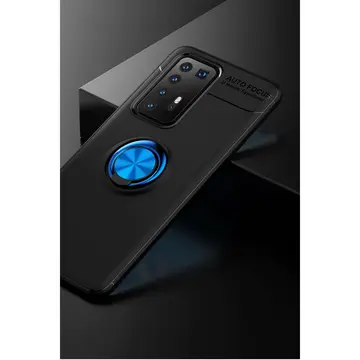 Huawei P40 Pro Kılıf Range Yüzüklü Silikon - Siyah-mavi